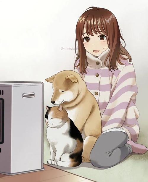 日推画师mmousuke笔下的jk与猫狗,好温馨的感觉!