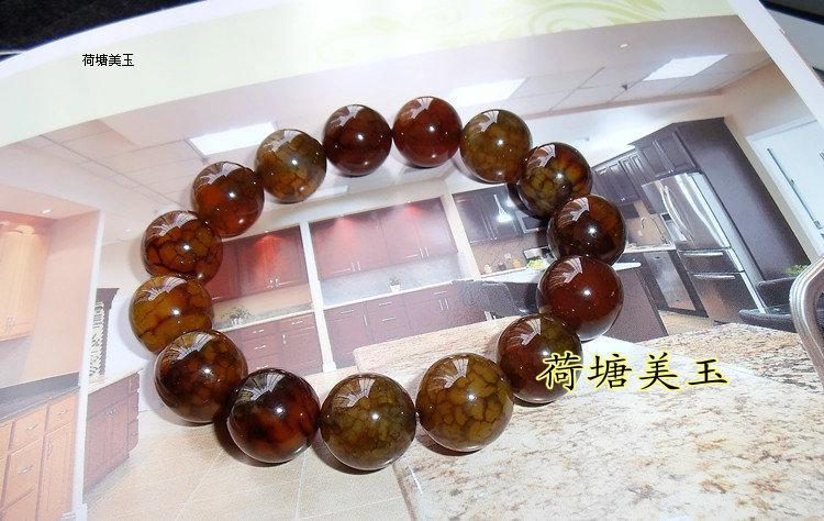 天然水晶a货龙纹玛瑙男士圆珠手链 驱邪龙鳞 帝王款手串 - 荷塘美玉