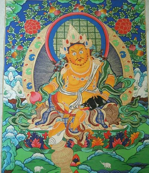 黄财神唐卡藏传唐卡十份精致实物拍摄拍前请放