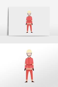 卡通矢量消防员灭火火灾元素图片