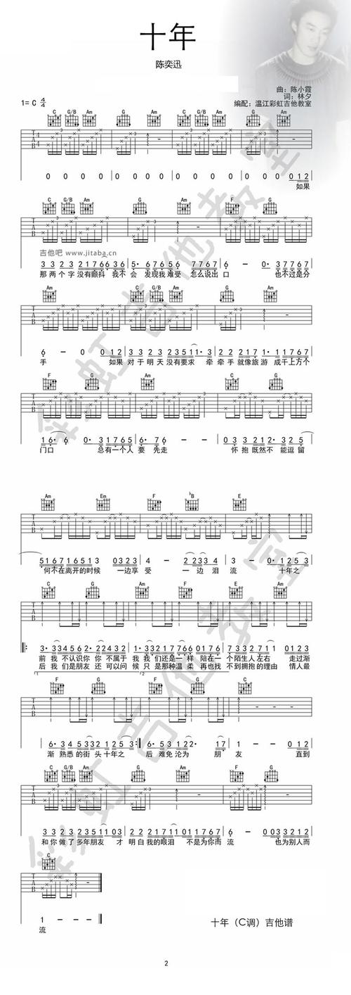 十年c调吉他谱--陈奕迅