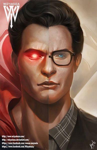 克拉克·肯特的henry cavill与超人蝙蝠侠分割与由wizyakuza