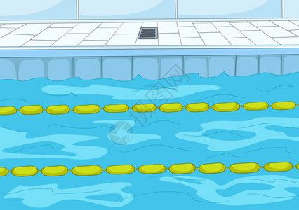 游泳比赛背景游泳池卡通背景矢量图插画