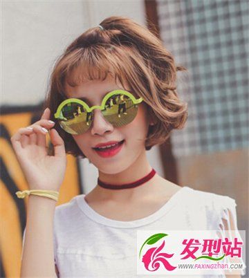 韩式甜美空气刘海中短发发型图片 时尚活力感十足