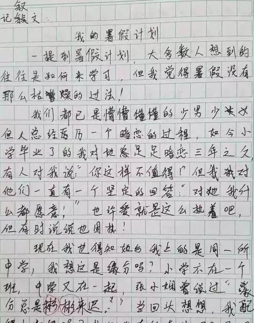早恋计划手写原稿