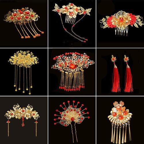 新娘古装头饰 流苏中式婚礼旗袍凤冠古典秀禾服配饰 蝴蝶之冠包邮