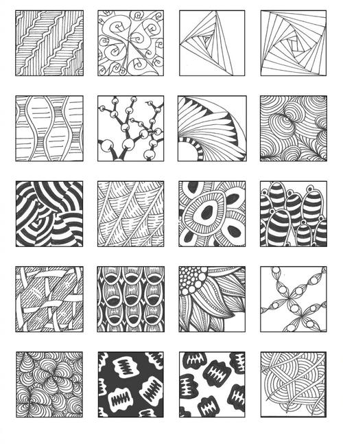装饰图案素材 黑白画 点线面 肌理构 