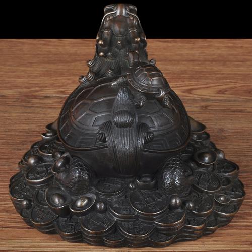 纯铜子母龙龟摆件风水工艺品家居客厅玄关招财龟摆件店铺开业礼品