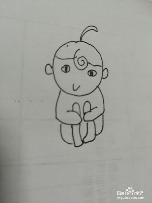 小孩很可爱,下面,一起来看下简笔画蹲坐的可爱的小孩的画法.