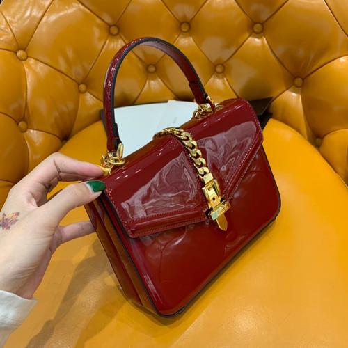 gucci/古驰 sylvie 1969系列漆皮迷你手提包 589479 1j70g 6638