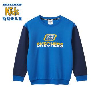 skechers斯凯奇童装时尚撞色针织儿童舒适套头上衣男大童卫衣l320b01