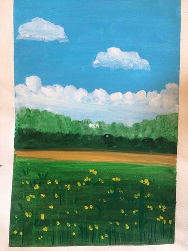 儿童水粉画《春天》_水粉画_春天去哪玩_樱花季_暖春樱花季_文化_绘画