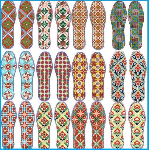 鞋垫手工十字绣成品