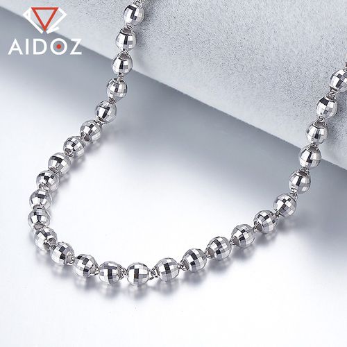 pt950铂金项链男白金镭射珠链子950珠子素链车花显闪粗款圆珠颈链