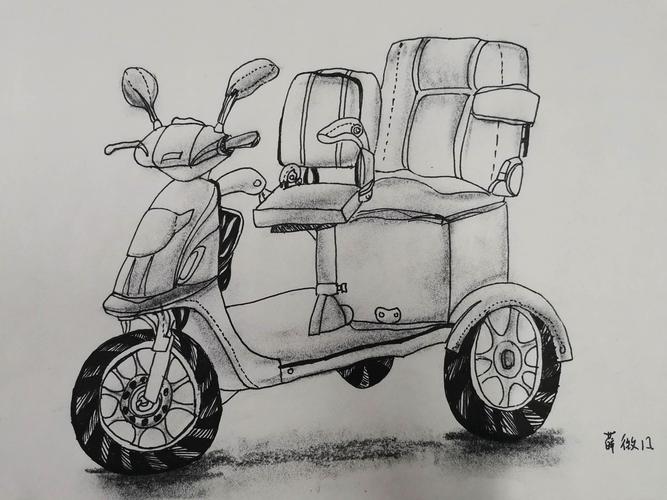 薛微凡-交通工具助力车写生速写6级