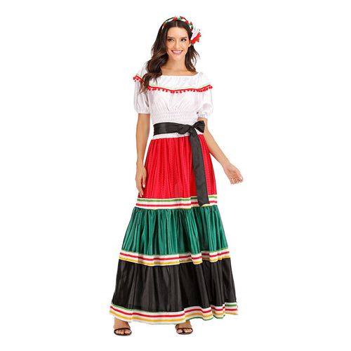 万圣节墨西哥民族风成人舞蹈长裙cospaly舞台表演道具民族服装