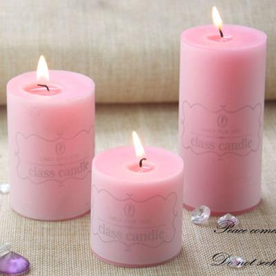 粉色圆柱香薰蜡烛 粉色玫瑰香 家居香薰蜡烛 欧式礼物蜡烛