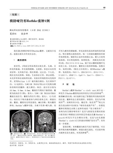 横卧哑铃形rathke囊肿1例