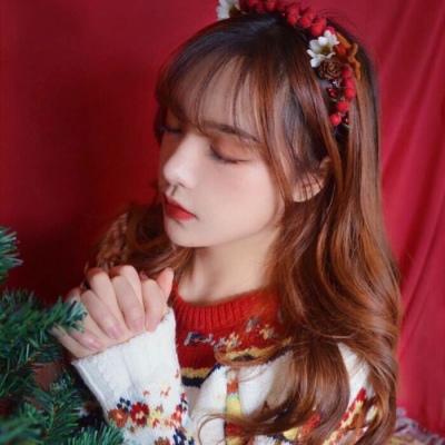 唯美圣诞女生头像高清好看喜庆的圣诞女头图片