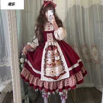 【特别特服饰】鸢乐洛丽塔裙子浆果少女op复古小红帽斗篷长袖日系洋装