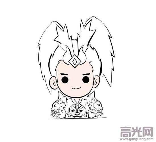 王者荣耀简笔画q版,战士吕布简笔画教程