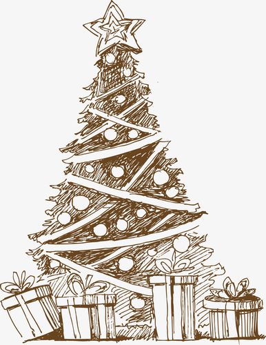 手绘线条圣诞节圣诞树