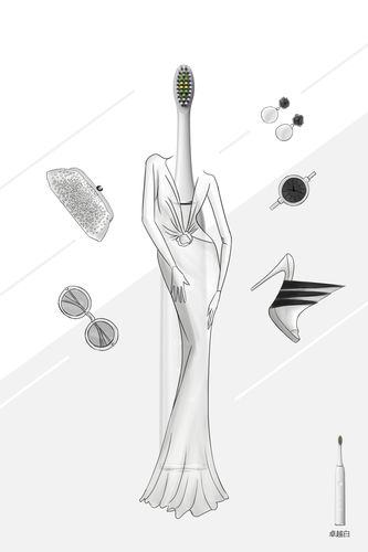 一组4色的牙刷做的手绘创意,由牙刷4个颜色展开联想