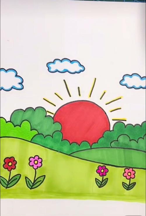 一起来画日出吧07_日出_简笔画_简笔画教程_文化