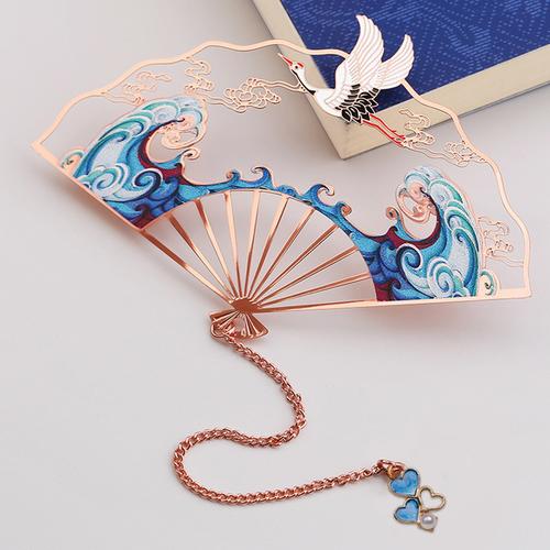 购客故宫文创纪念品仙鹤折扇书签中国风女朋友送男生生日礼物新年礼品