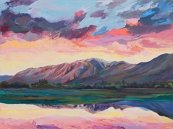 她画的天空好美,学油画,水彩好赞!