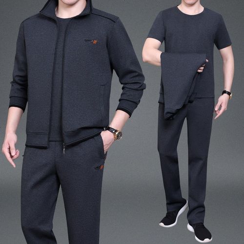 中老年运动套装男士春秋季外套爸爸装大码三件套休闲运动服套装男视频