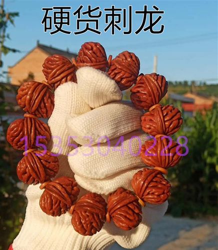 秦岭野生精品刺龙纹桃核宝鸡霸王龙文玩手串深纹龙纹桃胡手串