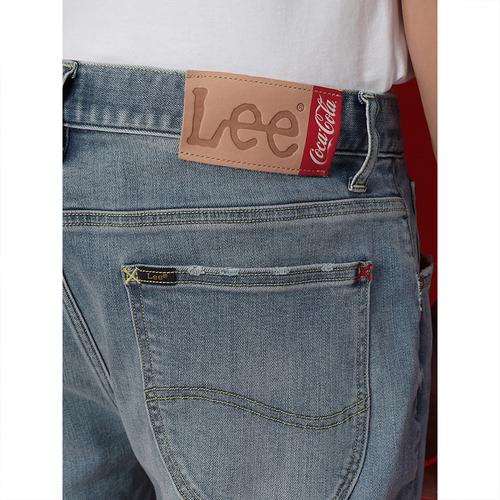 lee可口可乐联名新品731版中腰小脚蓝色牛仔裤