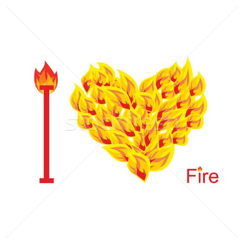 symbol of heart of flame. flaming heart. vector illustration