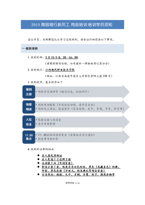 南昌银行新员工岗前培训培训学员须知.doc