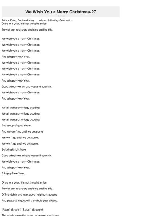 we wish you a merry christmas-27 lyrics