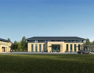 新中式时尚办公楼建筑3d模型下载