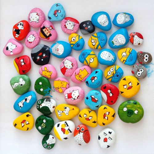 小石头画儿儿童美术手工diy制作作品彩绘鹅卵石手绘