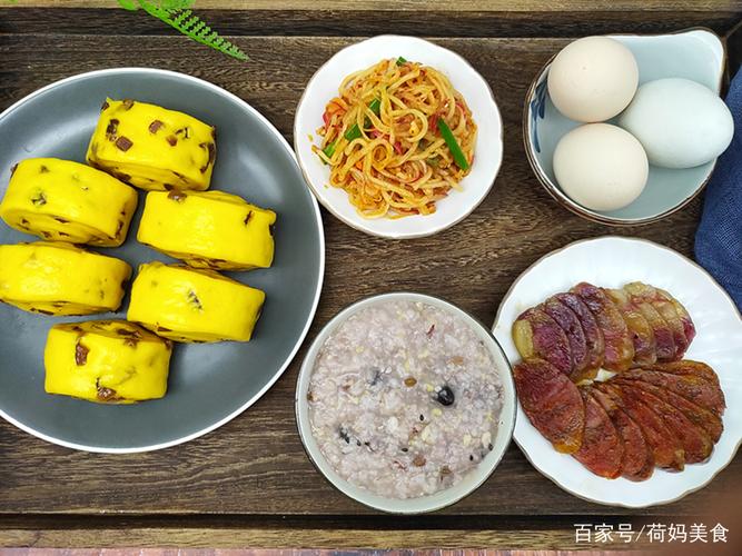 一家三口的中式早餐,简单营养又健康,红枣南瓜馒头深受孩子喜欢