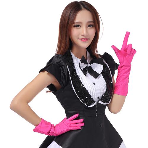 白色长款手套缎面手套礼服婚纱手套防晒黑色长手套公主礼仪手套