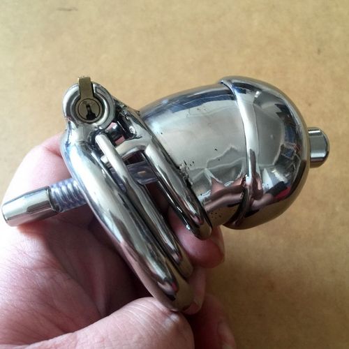 bdsm防脱版超短款带尿管金属不锈钢男用贞操锁cb6000s贞节裤硅胶