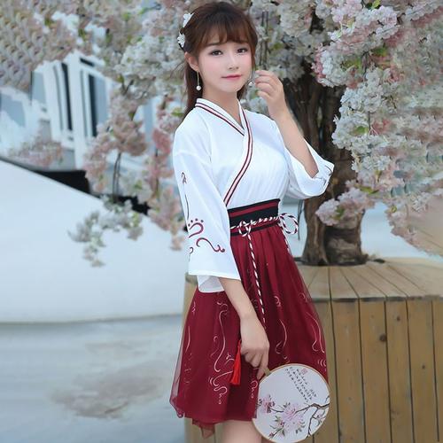 改良简易汉服女纱裙中学生中国风汉元素小个子春夏季日常可穿套装