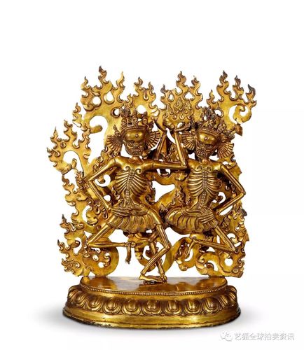 lot 1683 清 铜鎏金欢喜金刚 尺寸:高21cm 估价:150,000~200,000