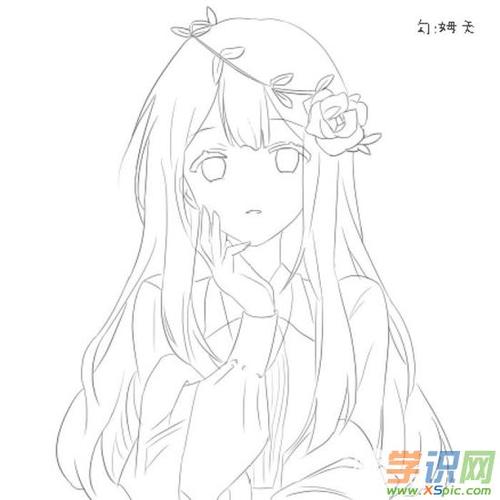 可爱漫画女孩铅笔画教程图