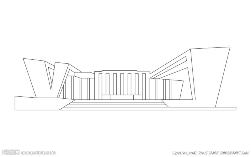 武汉琴台大剧院线稿图片