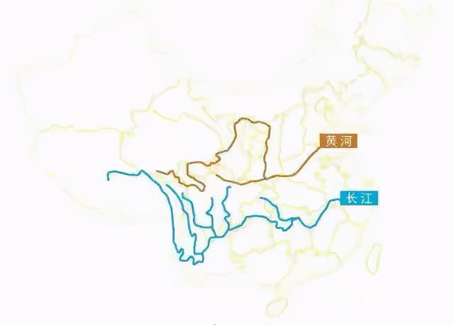 地图上的黄河与长江