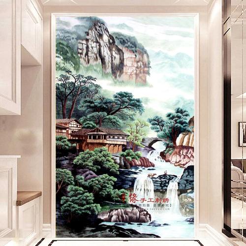 苏绣成品客厅装饰画桂林山水苏州手工刺绣收藏苏绣