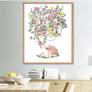 钻石画满钻客厅贴钻点钻十字绣钻石绣2017新款砖石画手绘梅花鹿