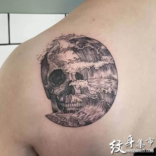 海浪纹身海浪纹身手稿海浪纹身手稿图案