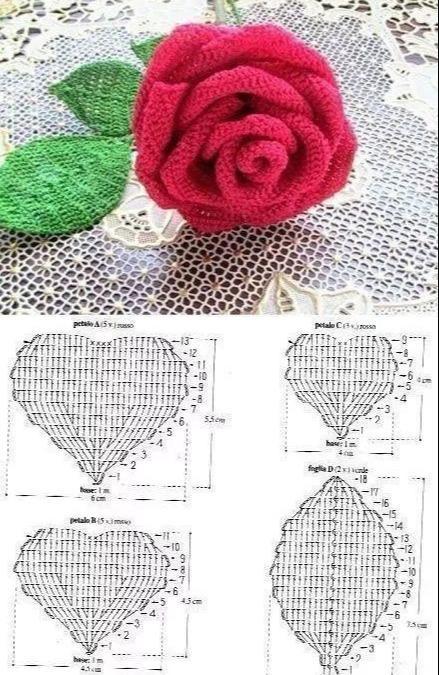 毛线钩针编织玫瑰花,高级感的手工花,就要这样做,附钩编教程